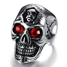 Load image into Gallery viewer, Carofeez Gothic Skull Biker Men Rock Antique Floral Punk Skull Ring