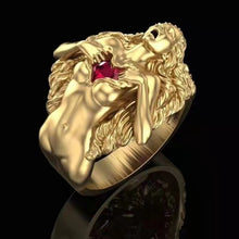 Load image into Gallery viewer, Gold Figure Painful Struggle Heartbreaker Engagement Ring
