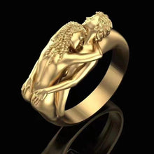 Load image into Gallery viewer, Gold Figure Painful Struggle Heartbreaker Engagement Ring