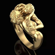 Load image into Gallery viewer, Gold Figure Painful Struggle Heartbreaker Engagement Ring