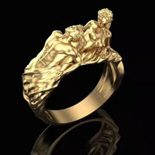 Load image into Gallery viewer, Gold Figure Painful Struggle Heartbreaker Engagement Ring