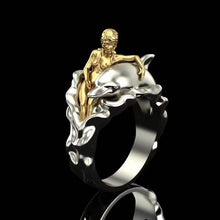 Load image into Gallery viewer, Gold Figure Painful Struggle Heartbreaker Engagement Ring