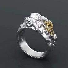 Load image into Gallery viewer, Gold Figure Painful Struggle Heartbreaker Engagement Ring