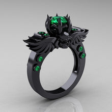 Load image into Gallery viewer, New Skull Finger Black Female Ring