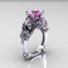Load image into Gallery viewer, Vintage Pink Crystal Skull Ring