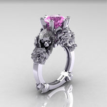 Load image into Gallery viewer, Vintage Pink Crystal Skull Ring