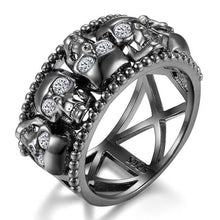 Load image into Gallery viewer, Fashion Silver Color Skull Crystal Ring