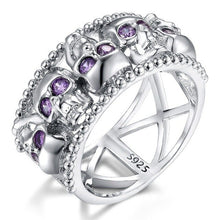 Load image into Gallery viewer, Fashion Silver Color Skull Crystal Ring