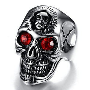 Carofeez Gothic Skull Biker Men Rock Antique Floral Punk Skull Ring