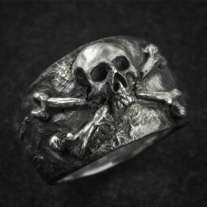 EYHIMD Vintage Crossbones Pirate Skull Ring