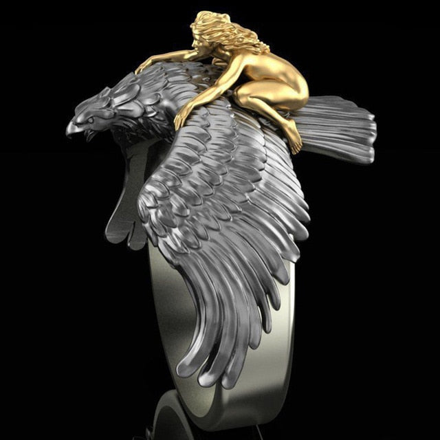 Bohemia Steampunk Black Eagle Ring