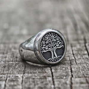 EYHIMD Stainless Steel Tree of Life Signet Ring