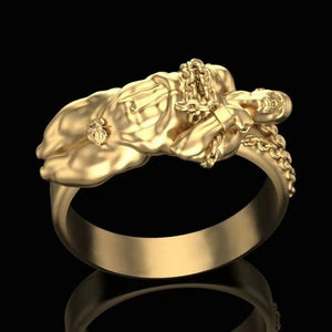 Gold Figure Painful Struggle Heartbreaker Engagement Ring