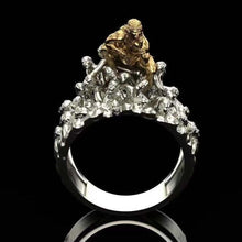 Load image into Gallery viewer, Gold Figure Painful Struggle Heartbreaker Engagement Ring
