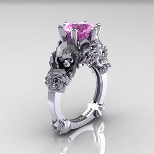 Vintage Pink Crystal Skull Ring