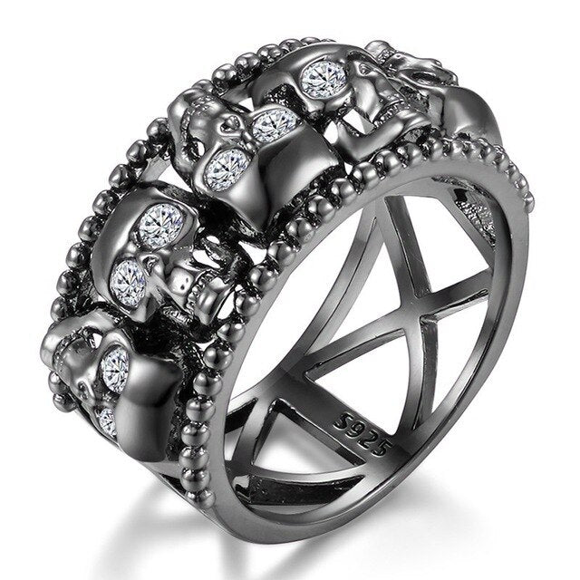 Fashion Silver Color Skull Crystal Ring