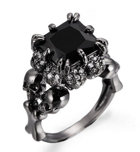 Ghost evil Skull skeleton Hand CZ Ring